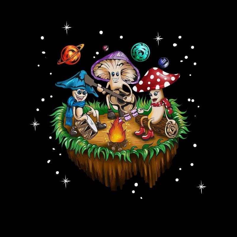 Feu de camp Musique Camping Champignons Champignons Forest Camping
