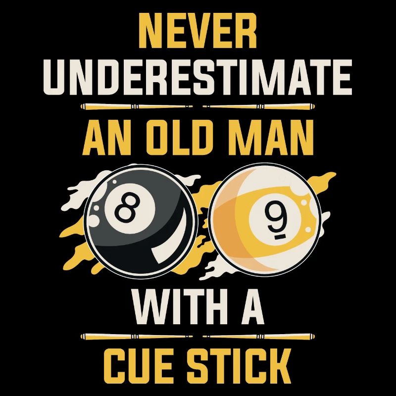 Old Man With A Cue Stick Billard Geschenk