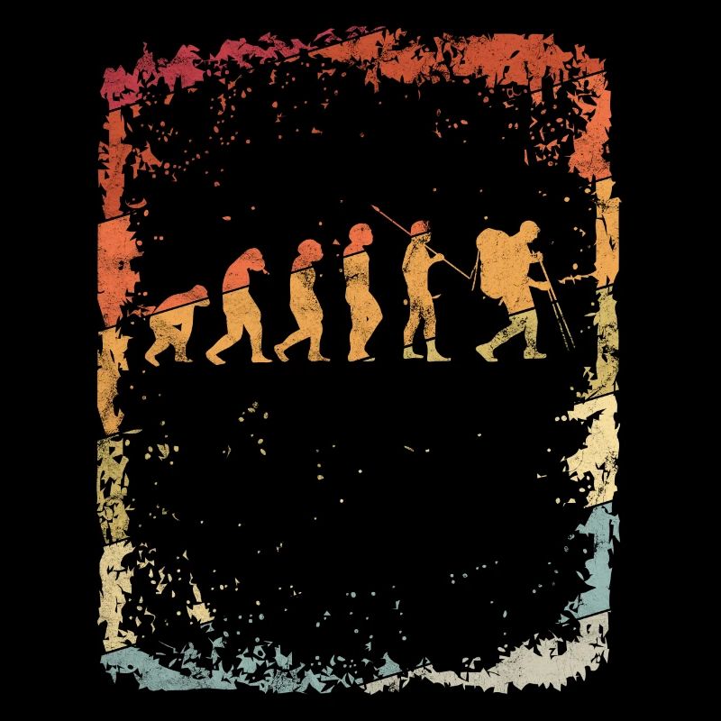 Vintage Hiking Evolution Mountain Gift Trekkin