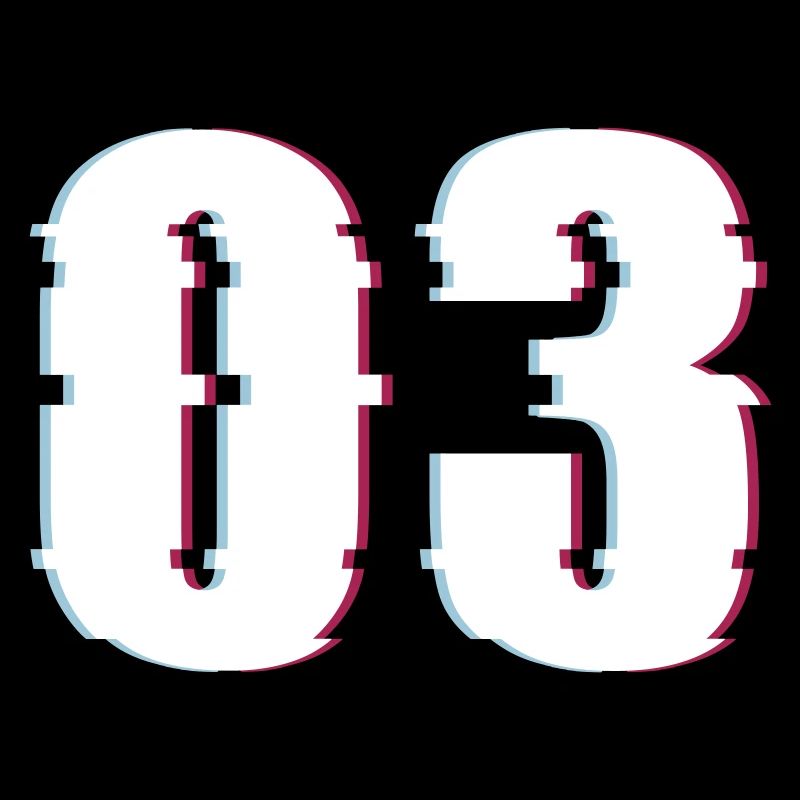 Three 3 Three 03 Number Effect Distorted Number