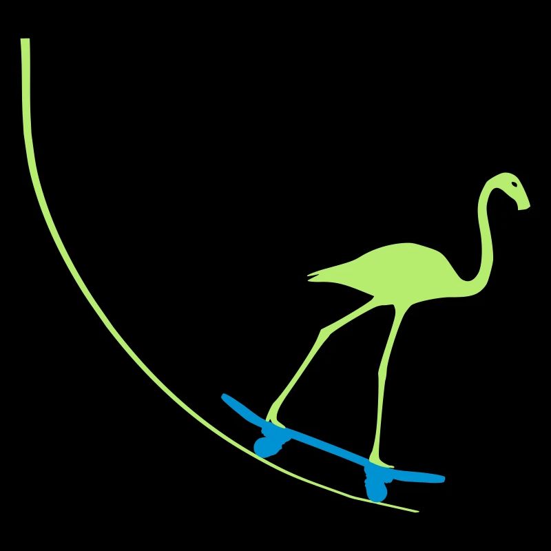 Flamingo auf Skateboard