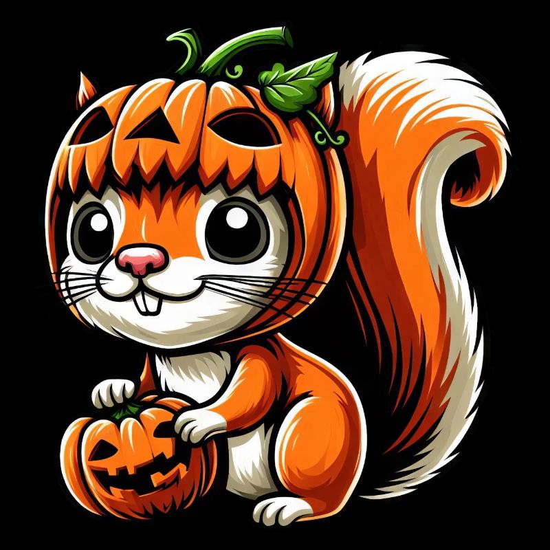 Mignon Halloween écureuil citrouille dessin animé