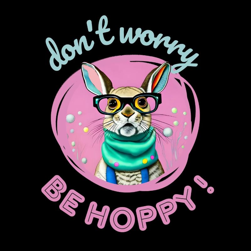 Don't worry be hoppy lapin drôle lunettes easter