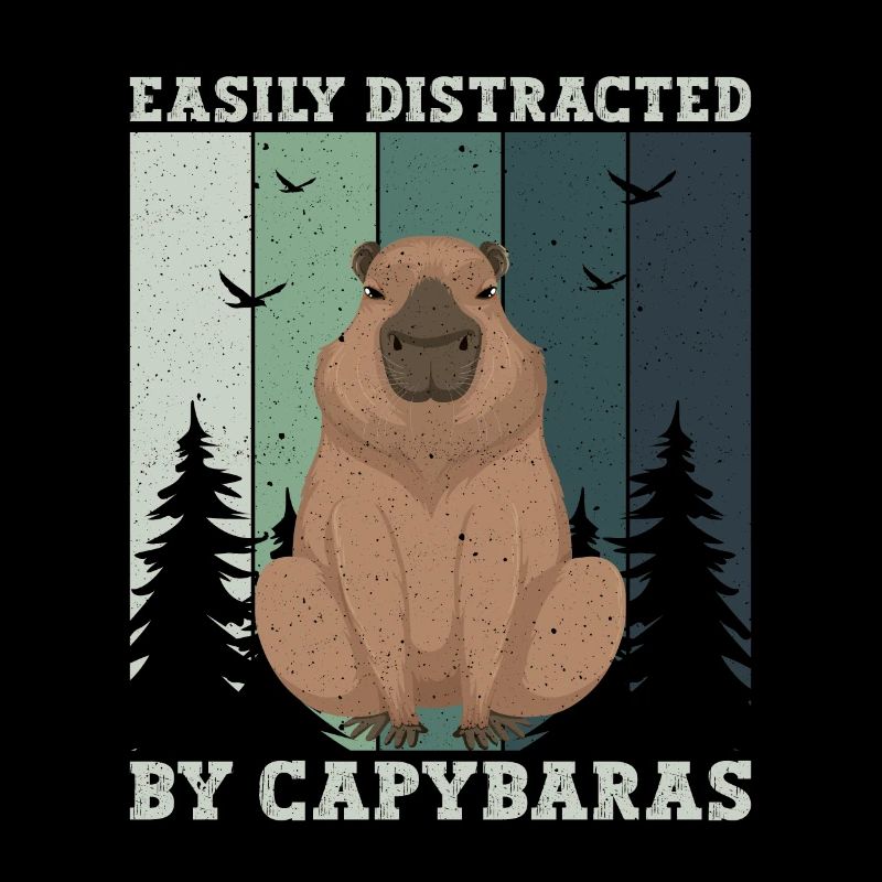 Retro Easily Distracted by Capybaras Capybara