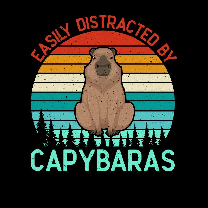 Retro Easily Distracted by Capybaras Capybara