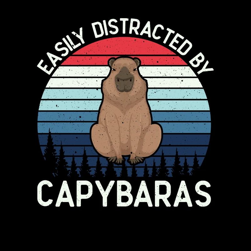 Retro Easily Distracted by Capybaras Capybara