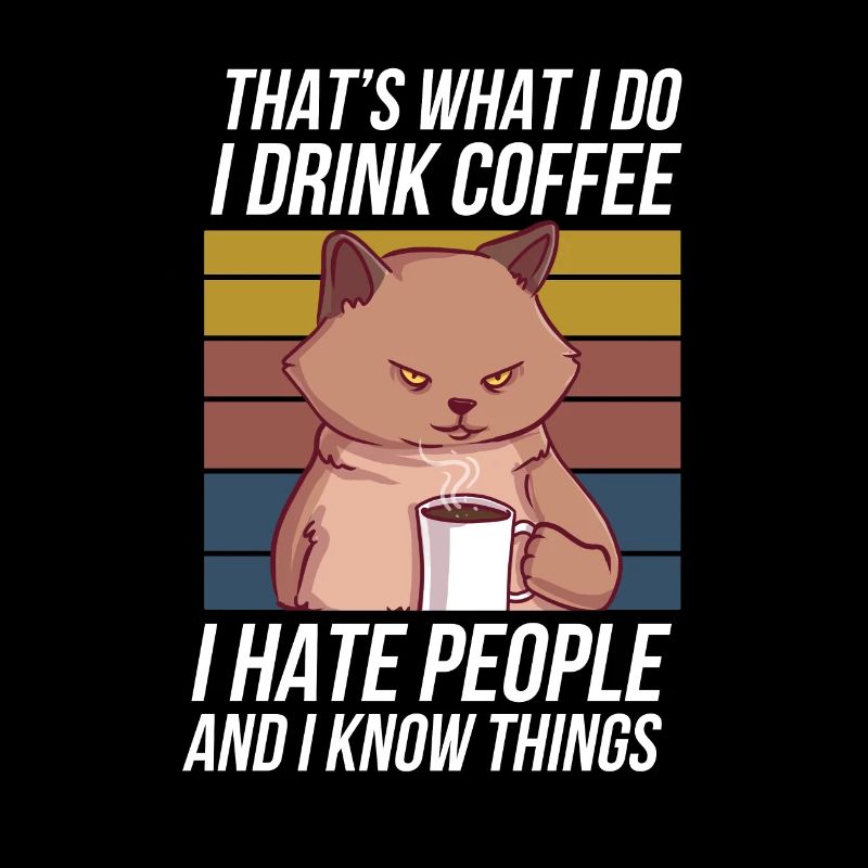 Cool Café Amateur Chat Blague Matin Grouch