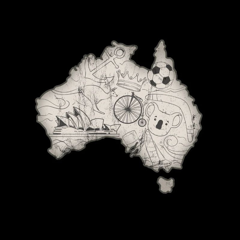 Cool Australia Elements And Animals Map Gift