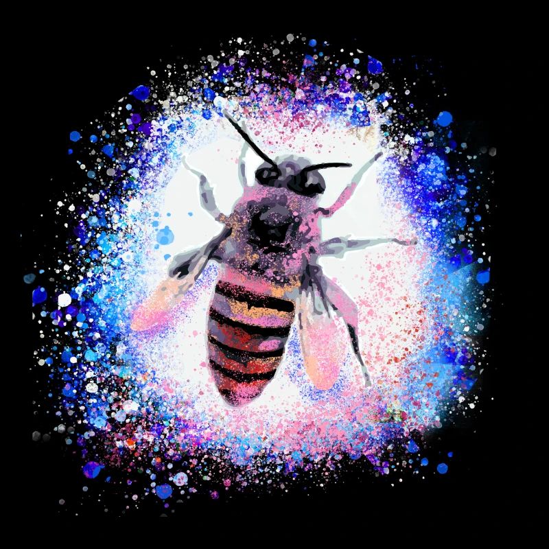 bee, wasp, insect, fly, graffiti, painting