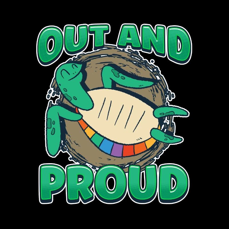 Out And Proud Rainbow Queer Turtle LGBT Pride