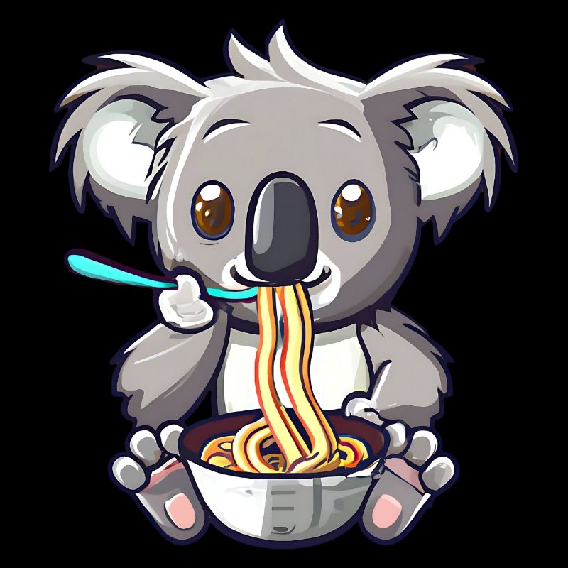 Koala isst Ramen Nudeln