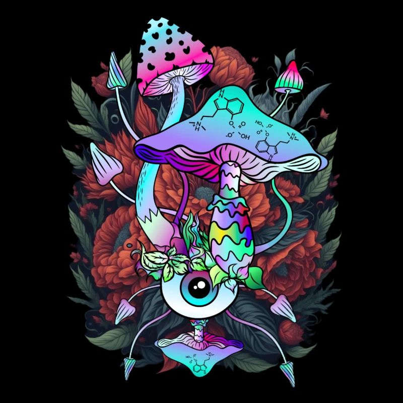 Psychedelische Pilz - Augen Kunst mit Blumen