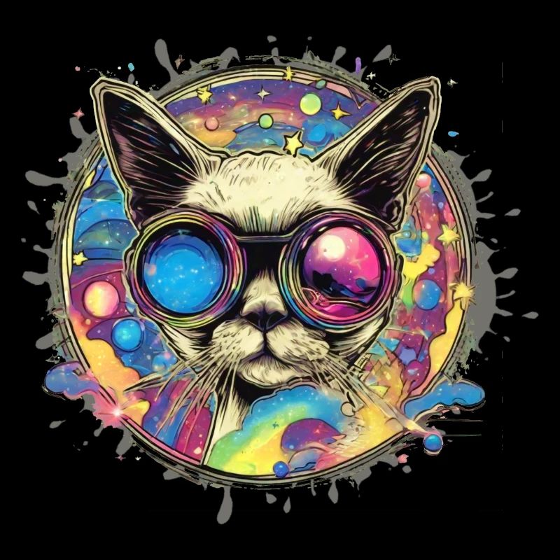 Siamese cat,cat,illustration,graffiti,colorful,glasses