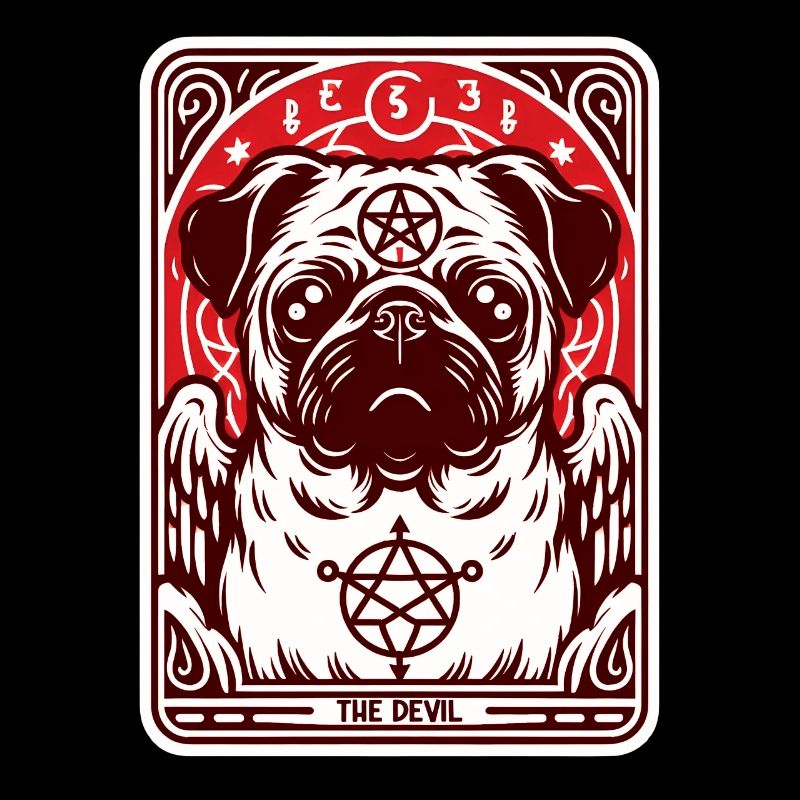 Tarot Card The Devil XV, Tarot Card Pug Dog