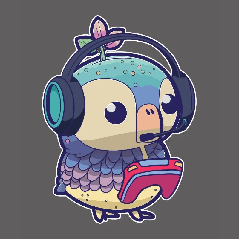 Spielen Sie Controller Gaming -Eule Mit Kopfhörern