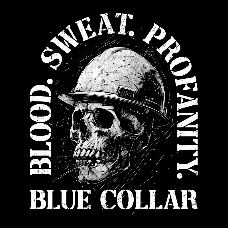 Ouvrier du bâtiment Crâne Sang Sweat Col Bleu