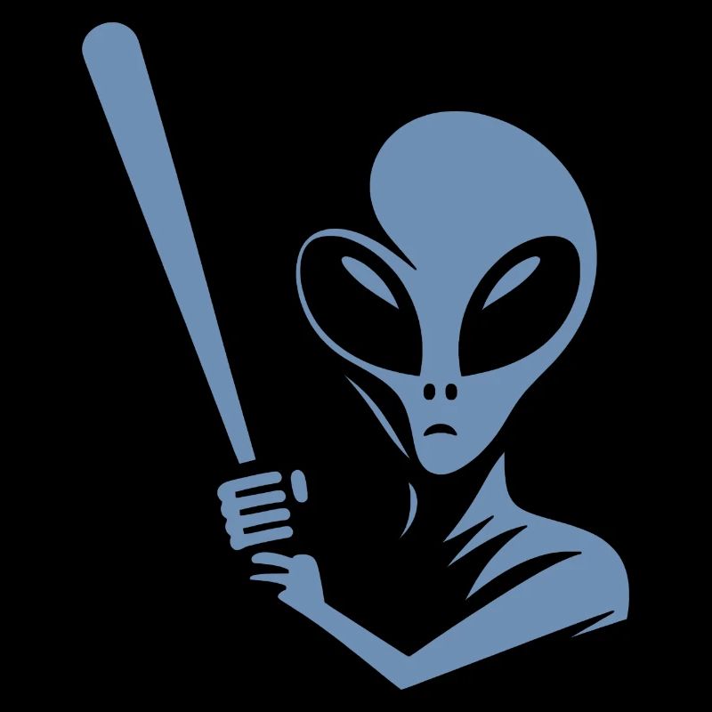 Alien Baseball Player Silhouette Minimalist