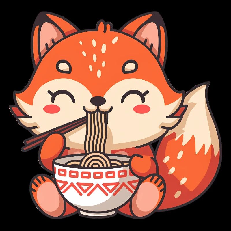 Cute Fox Eating Ramen