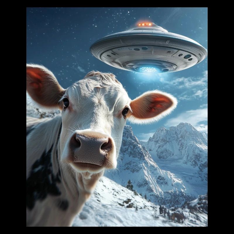 Kuh Selfie mit Ufo