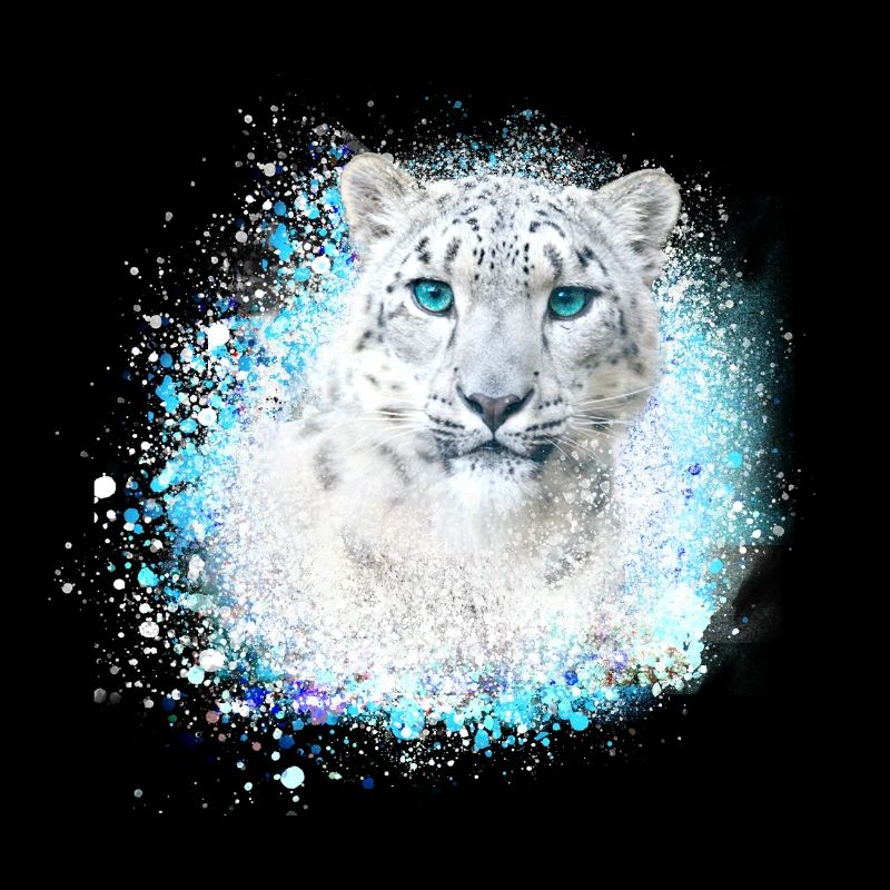léopard des neiges, chat, léopard, graffiti, blanc, chat sauvage
