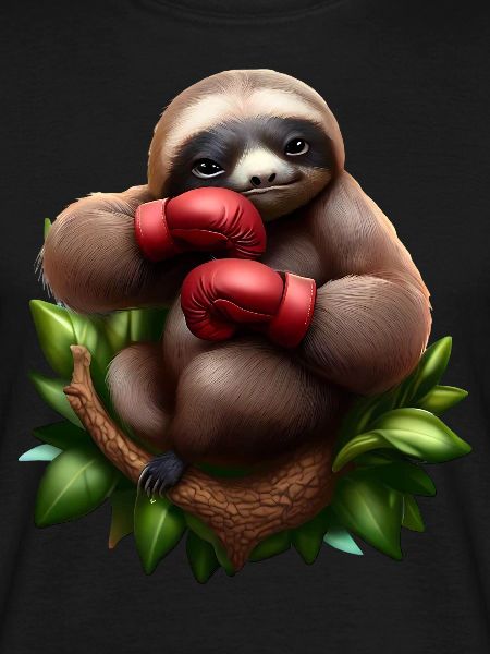 Boxing sloth on tree