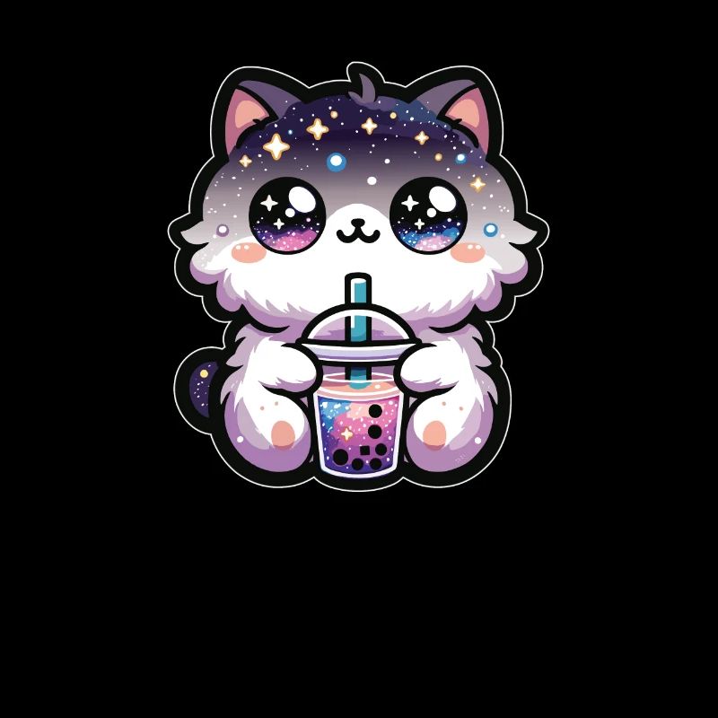 Cats Drinking Bubble Tea Galaxy Boba Cat