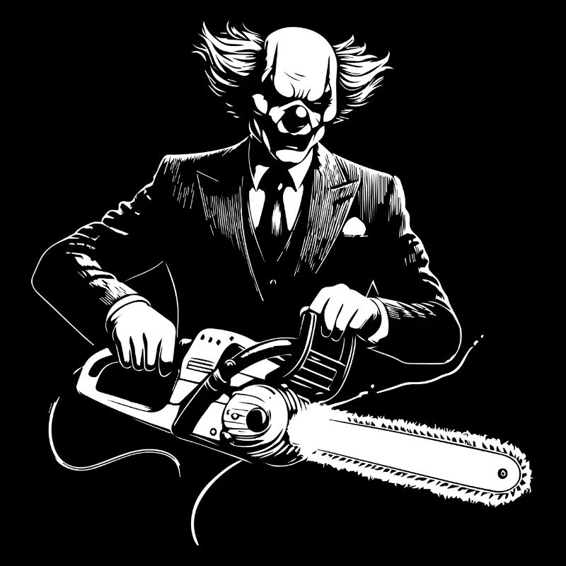 Clown mit elektrischer Säge
