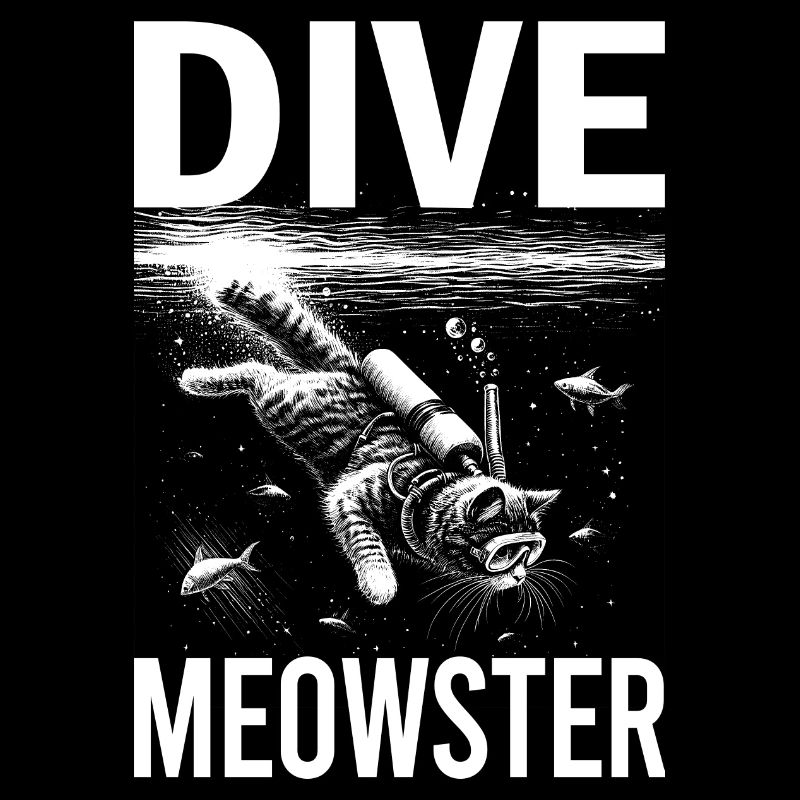 Dive Meowster Scuba Cat Diving Funny Animals