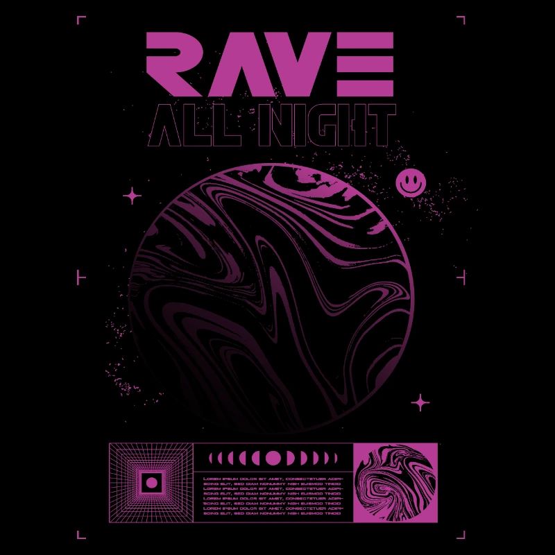 Rave all Night Techno T-Shirt