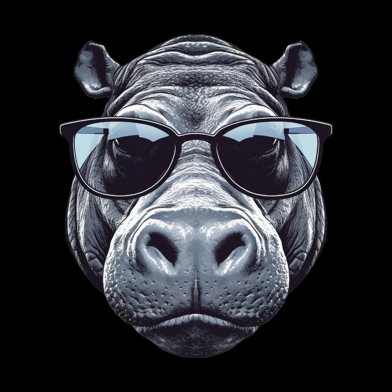 Hippopotame avec lunettes de soleil