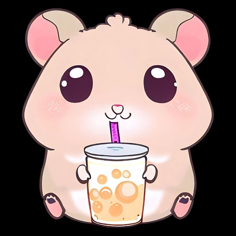 Kawaii Hamster with Bubble Tea