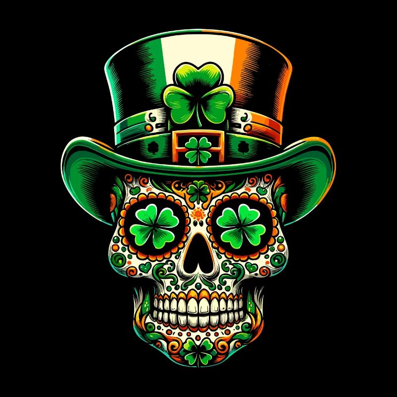 Sugar Skull Irish Ireland Shamrock St Patrick's Day