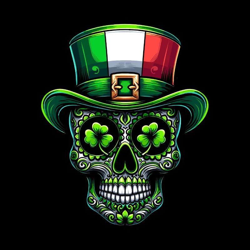 Sugar Skull Irish Ireland Shamrock St Patrick's Day