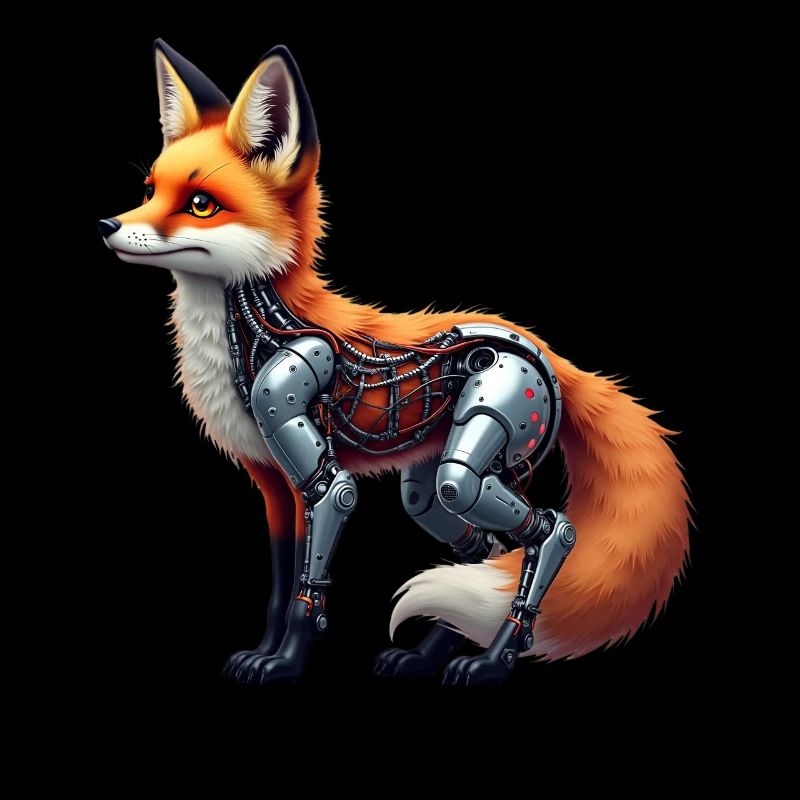 Lustiger Roboter Fuchs Cyborg Tier Fox Süßer Fuchs