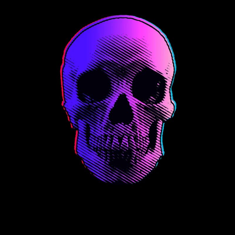 Skull Neon Colors Psy Goa Trance Techno