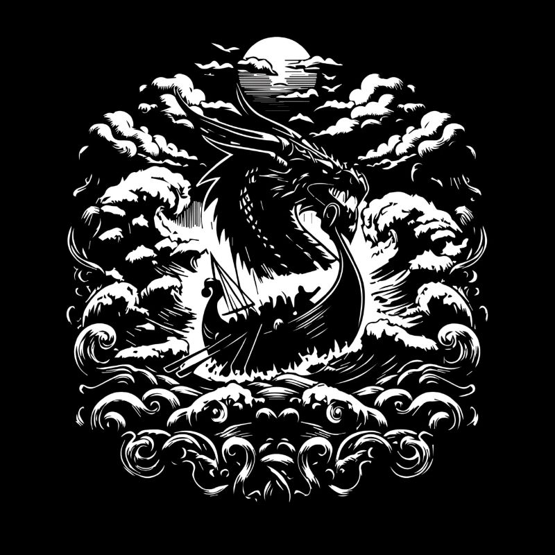 Bateau-dragon viking Valhalla Nord