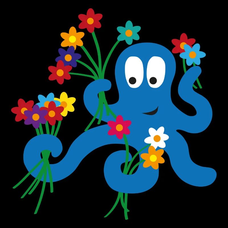 Krake mit Blumen - Oktopus