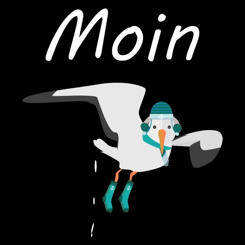Moin - Möwe mit Winterkleidung macht Möwenschiss
