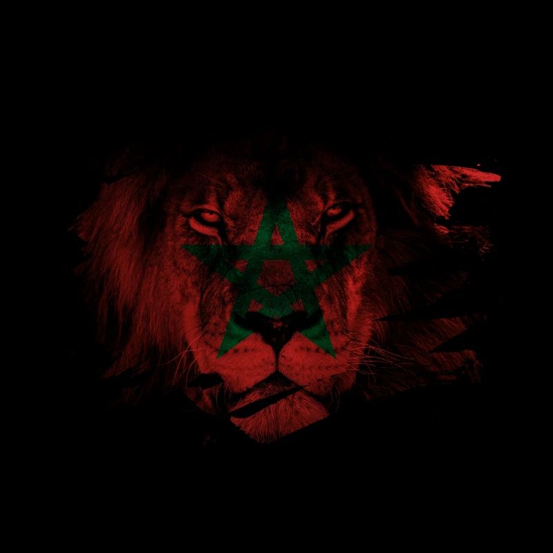 Marokko Lion Flag Paint Splatter