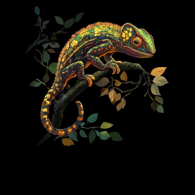 Caméléon coloré sur une branche