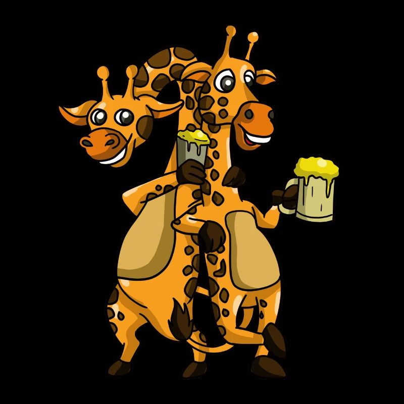 Girafe boit de la bière