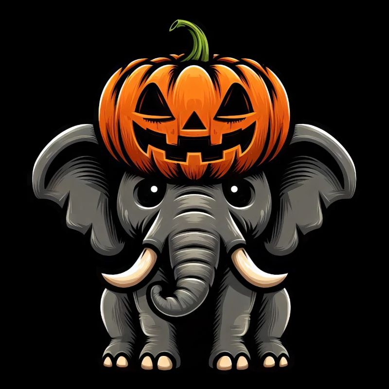 Funny Halloween Pumpkin Elephant October Autumn