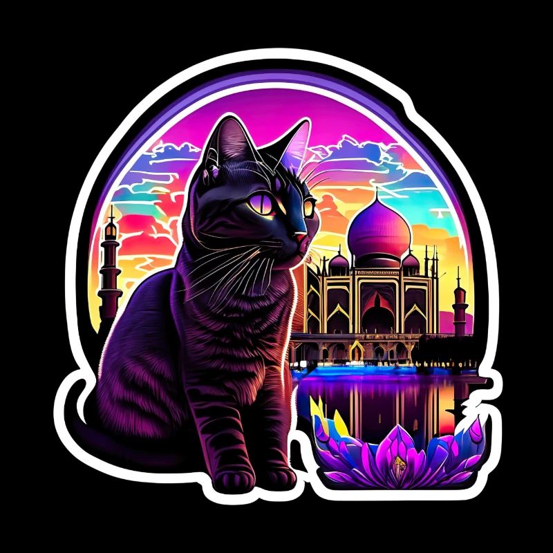 Chat psychédélique devant le Taj Mahal India