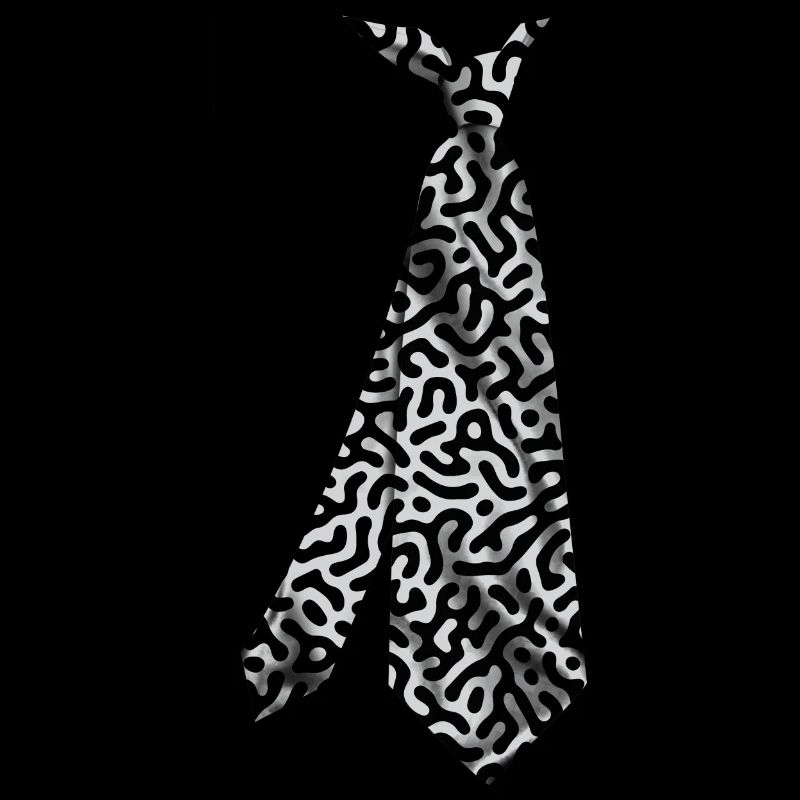printed necktie t-shirt turing pattern black grey