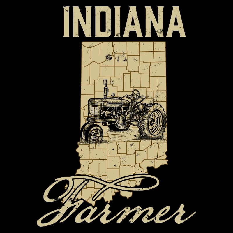 Indiana Farmer Tractor Lover State Map Farming Loc