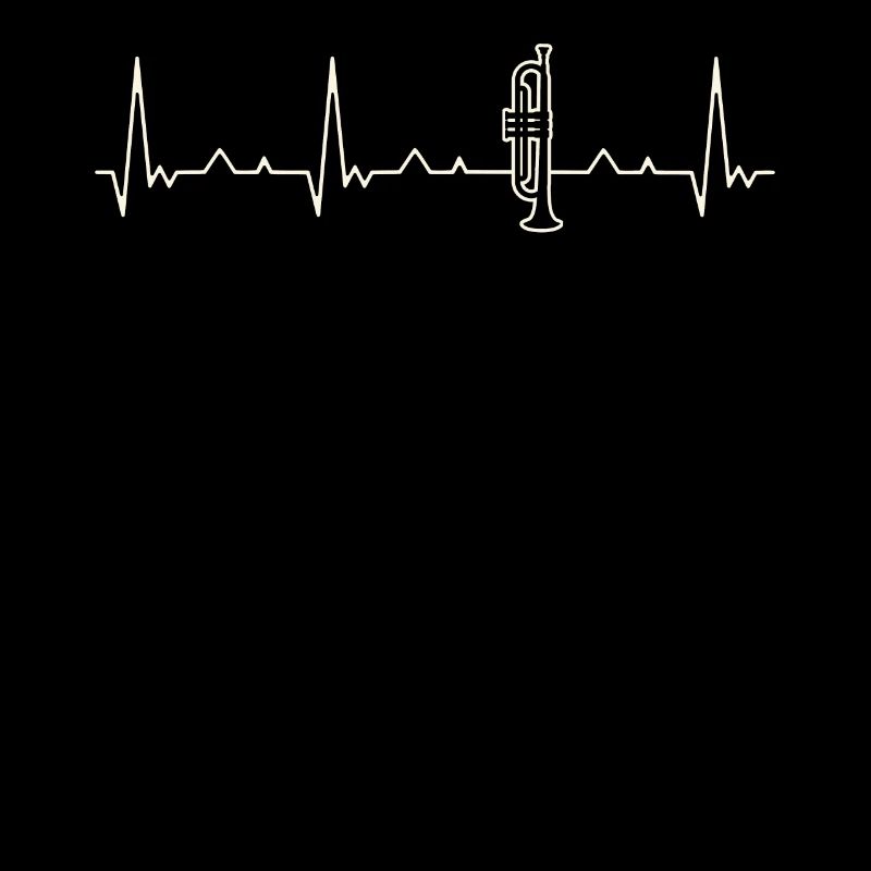 Instrumento de trompeta. Corazón. Amor. Ekg.