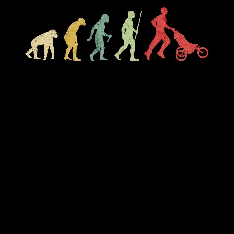 Father Running With Baby Carriage Evolution