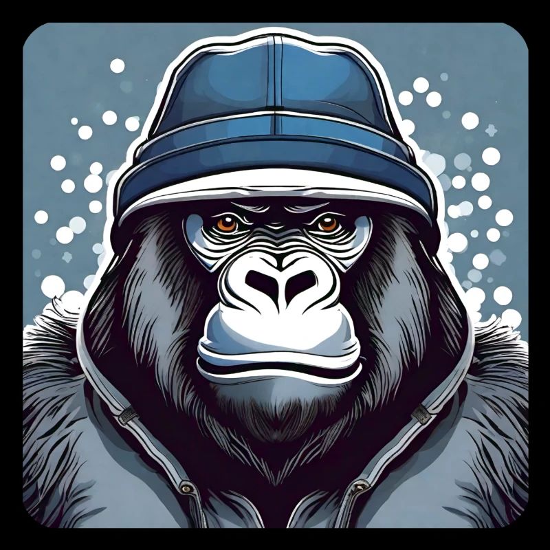 Cool gorilla with winter hat