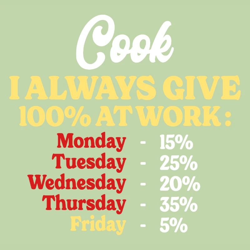 100% At Work Funny Cook Quote
