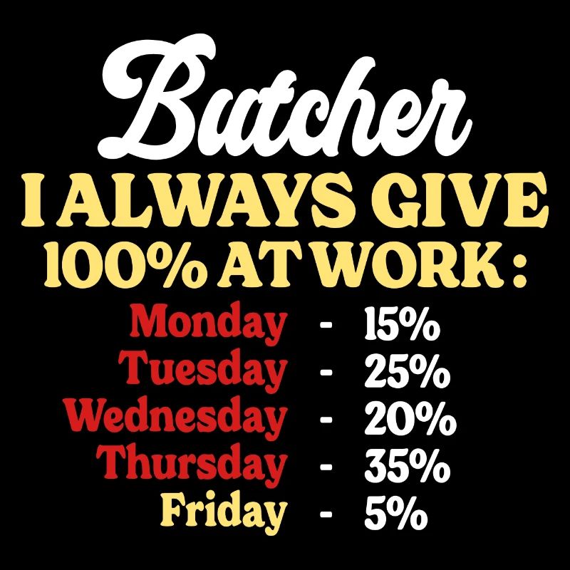 100% At Work Funny Butcher Quote